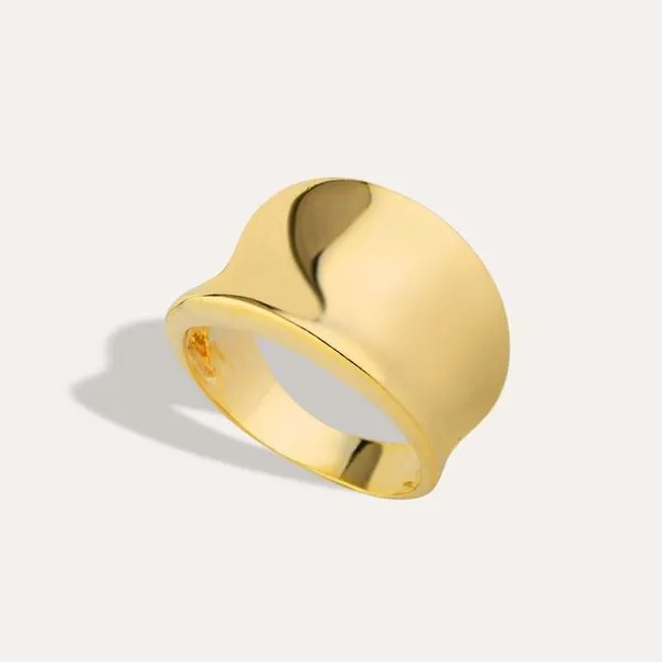 Anel Abaulado Folheado A Ouro 18k Aro 13
