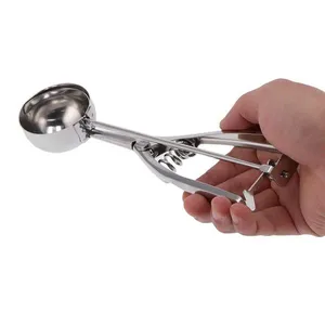 Pegador Colher Com Ejetor De Sorvete Açaí Profissional Inox Bola 22cm