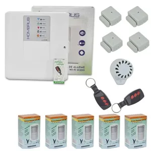 Kit Alarme Central Wi-Fi D200 9 Sensores sem Fio Bivolt com Aplicativo Android e Ios Hombrus Kit Alarme Central Wi-Fi D200 9 Sensores sem Fio Bivolt Hombrus
