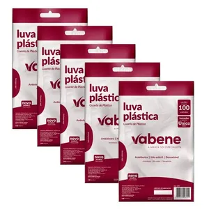Kit Luvas Plásticas Não Estéril Descartável Tamanho Único 500