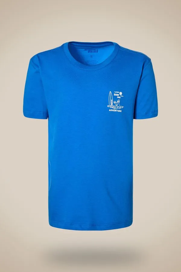 Camiseta Mini Estampa Surf And Adventure Azul Royal - 18