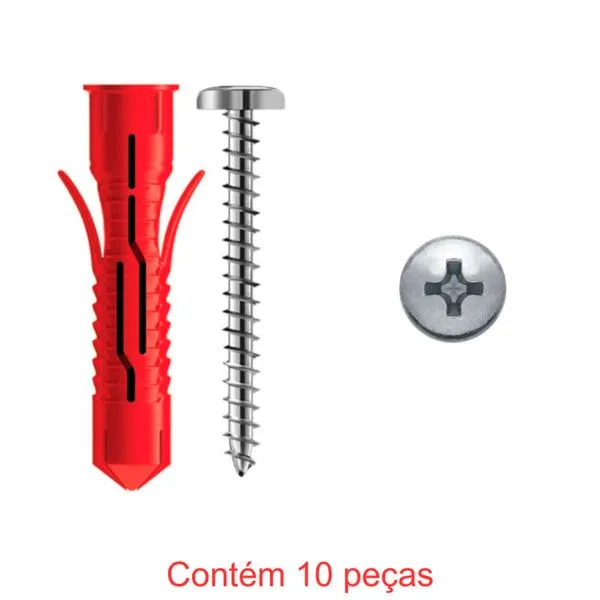 Bucha MX 6mm + Parafuso Auto Atarraxante Panela Fenda Philips 4,2x38mm 10 Peças - Sforplast (MP)
