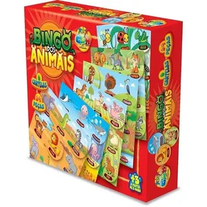 Jogo de Bingo dos Animais 54 Peças com 6 Cartelas Educativo Colorido GGB Plast Jogo de Bingo dos Animais 54 Peças com 6 Cartelas Educativo GGB Plast