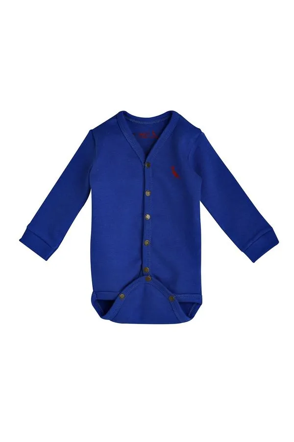 Macacao Mini Baby Aberto Ml Azul Royal - 12-18