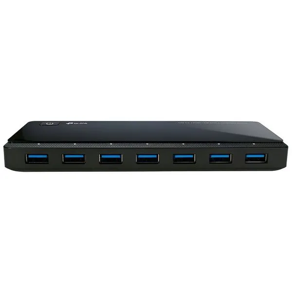 Hub USB TP-Link UH720 7 Portas USB 3.0 5 Gbps Proteção Contra Surtos e 2 Portas de Carregamento 2.4A Preto Hub USB TP-Link UH720 7 Portas USB 3.0 5 Gbps Proteção Contra Surtos Preto