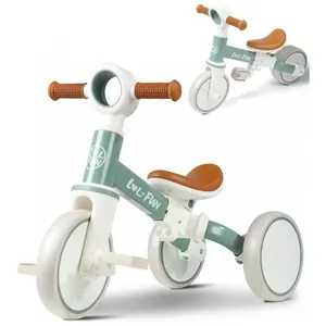 Bicicleta sem Pedal Infantil com 3 Rodas para Crianças de 1 a 4 Anos, LOL FUN, Verde 110v