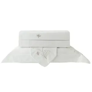 Jogo de Cama Libelulle Casal 4 Peças 100% Cetim de Algodão Egípcio 300 Fios Bordado Branco Kacyumara Jogo de Cama Libelulle Casal 4 Peças Algodão Egípcio 300 Fios Bordado Branco Kacyumara