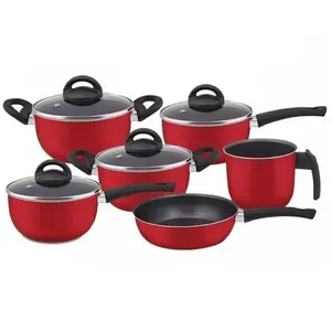 Conjunto de Panelas Trofa-L Colors Tampa de Vidro Alumínio Antiaderente Vermelho 6 peças 7210611 - Marpal