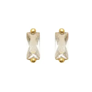 Brinco Maia de Prata 925 Dourado com Zircônia Branca Dourado Único