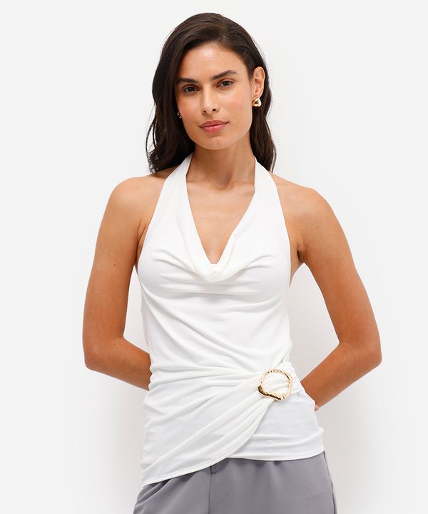 blusa frente única feminina com fivela off white M