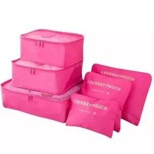 Organizador de Mala de Viagem Kit 6 Peças Oem Organizador de Bagagem Poliéster 39x30x12cm Rosa Chiclete Adulto Organizador de Mala de Viagem Kit 6 Peças Oem Bagagem Poliéster 39x30x12cm Rosa Chiclete Adulto