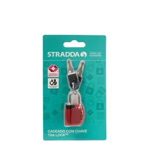 Cadeado TSA com Chave Stradda VERMELHO