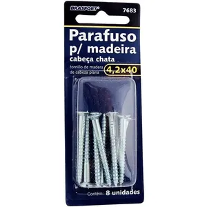 Parafuso para Madeira Cabeça Chata 4,2x40cm com 8 Unidades 7683 - Brasfort