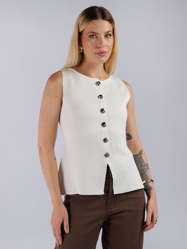 Colete Malha Alongado Eagle Rock Feminino OFF WHITE M