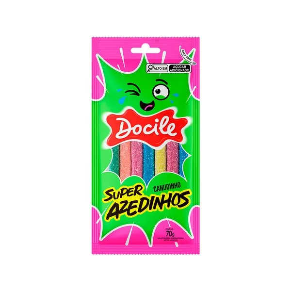 Canudinhos Super Azedinhos 70g 80331 - Docile