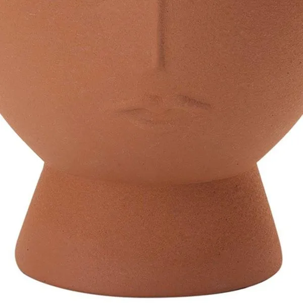 Cachepot Decorativo Em Cerâmica Rosto Plantas Terracota 18 Cm M02 - D'rossi