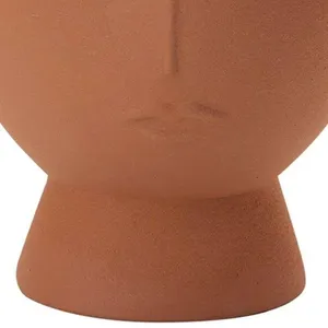 Cachepot Decorativo Em Cerâmica Rosto Plantas Terracota 18 Cm M02 - D'rossi