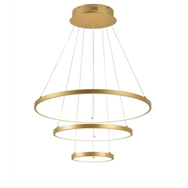 Pendente Dcd03009 3 Anéis 20-40-60CM 75W 3000K Autovolt Dourado Casa Chafariz para Iluminação Decorativa Pendente Dcd03009 3 Anéis 20-40-60CM 75W 3000K Autovolt Dourado Casa Chafariz