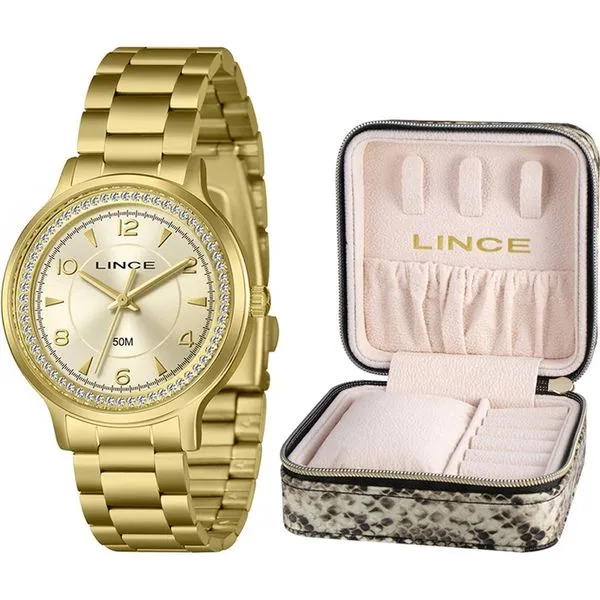 Kit Relógio Lince Feminino Dourado LRGH303L36-C2KX