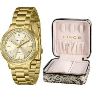 Kit Relógio Lince Feminino Dourado LRGH303L36-C2KX