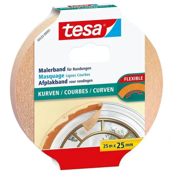 Fita Crepe Para Curvas Marrom 25mmx25m Tesa S 56533