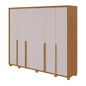 Guarda-Roupa Casal com Pés e Sapateiro Imperatore 6 Portas 6 Gavetas Amêndoa Clean e Off White