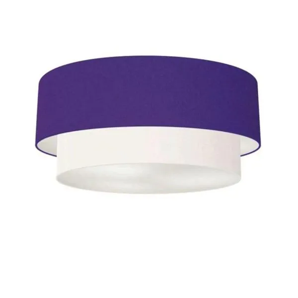 Plafon Duplo Cilíndrico Vivare Md-3021 Cúpula Tecido 80x60cm - Bivolt Roxo-branco 127/220v