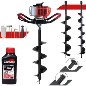 Perfurador de Solo GD520B à Gasolina 52CC 2,2HP com Brocas 80X10CM 80X15CM 80X20CM Vermelho Anmax Perfurador de Solo GD520B à Gasolina 52CC 2,2HP com Brocas 80X10CM 80X20CM Vermelho Anmax