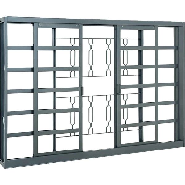 Janela Massa Externa com Divisão Grade Elo em Aço 100x120x8cm 4 Folhas Belfort Sasazaki
