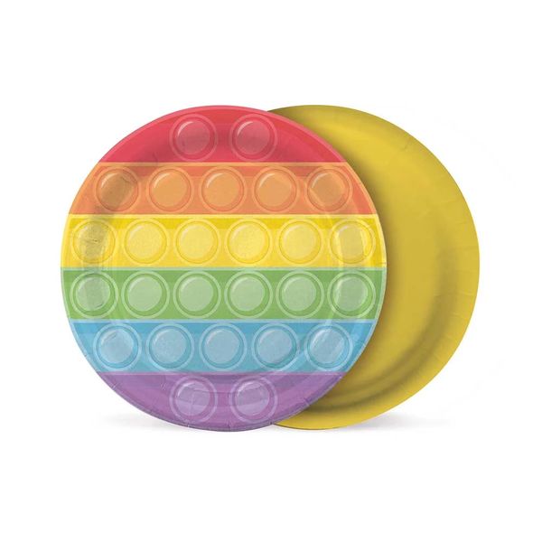 Prato de Papel Redondo Cromus Fidget Toys 18cm com 8 Unidades