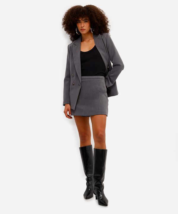 short saia feminino cintura alta cinza 36
