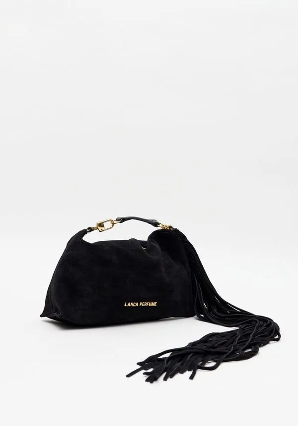 Bolsa Clutch Couro Com Franjas Preto U