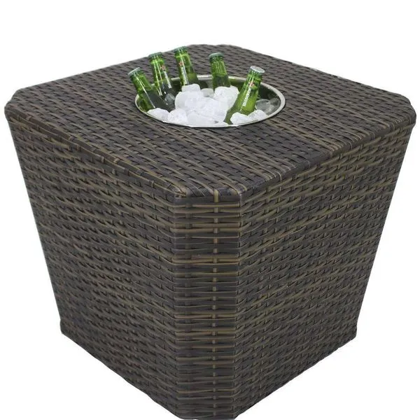 Mesa Grécia Em Alumínio Com Balde Trama Original Pedra Ferro