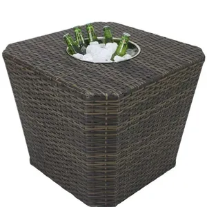 Mesa Grécia Em Alumínio Com Balde Trama Original Pedra Ferro