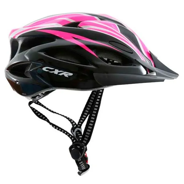 Capacete Para Ciclista Crx Com Pisca Preto E Rosa G (MP)