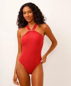 maiô halterneck com bojo removível vermelho PP