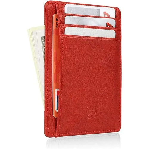 Porta-Cartão Gold House Fino Bloqueio RFID Couro Vermelho A-MBI