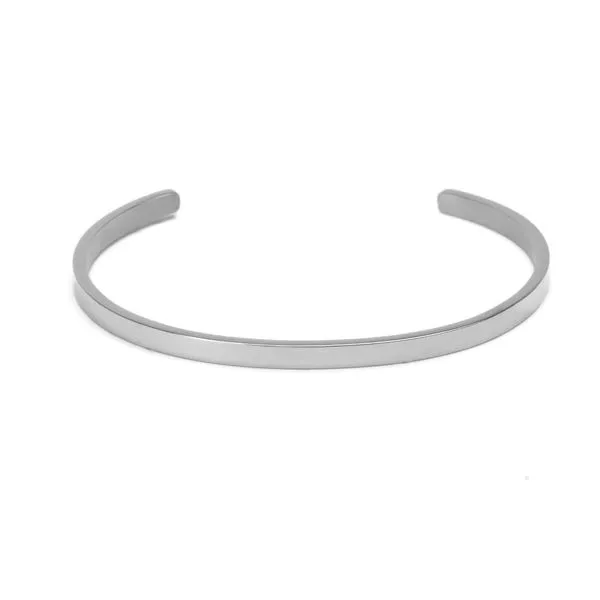 Bracelete Cuff Slim de Aço Prata Único