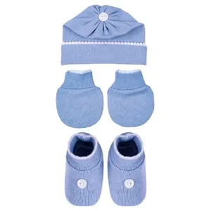 Kit Bebê Rn 3 Pecas Sanches Azul Celeste Com Botao (MP)