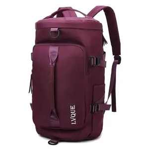 Bolsa Mochila de Viagem e Academia OEM em Oxford 46x25x25 Roxo com Compartimento para Tênis Unissex Bolsa Mochila de Viagem e Academia OEM Oxford 46x25x25 Roxo com Separação de Molhado e Seco Unissex