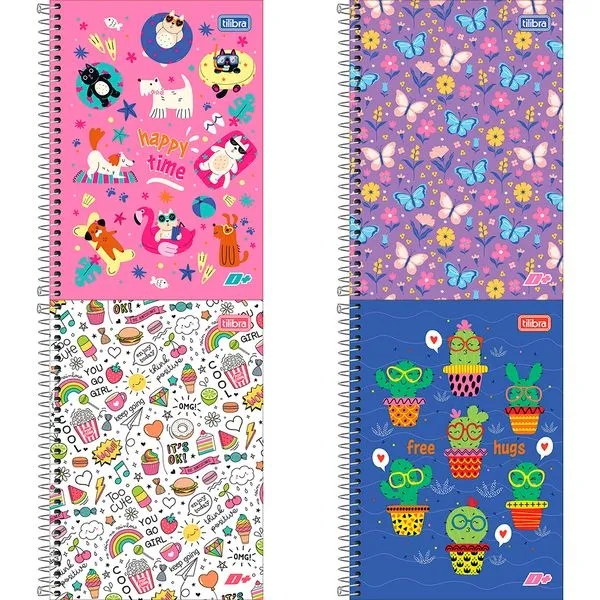 Caderno Espiral Capa Dura 1/4 D+ Feminino 200 Folhas 390461 - Tilibra