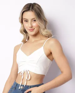 Blusa Feminina Alcinha Cropped Com Colissê Branca M
