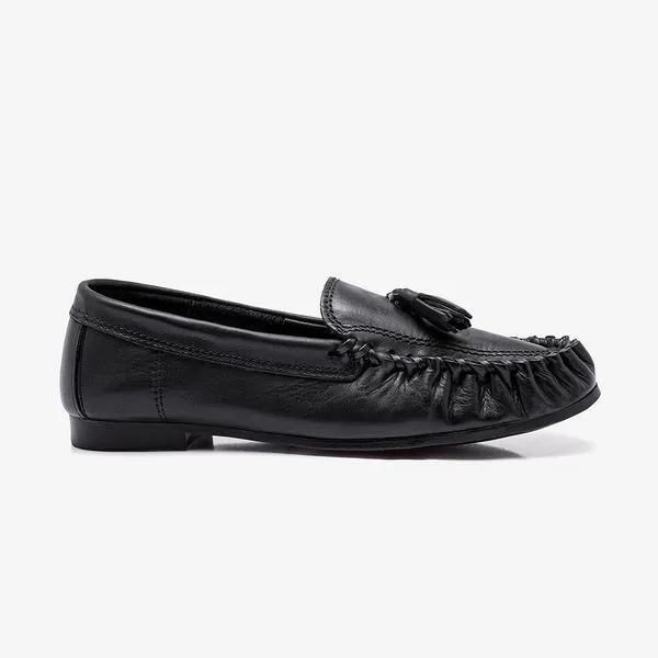 Mocassim Feminino Flora Couro Preto-Preto-37