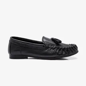 Mocassim Feminino Flora Couro Preto-Preto-36
