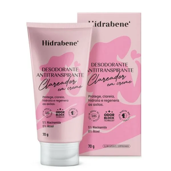 Desodorante Antitranspirante Hidrabene Clareador em Creme 70g