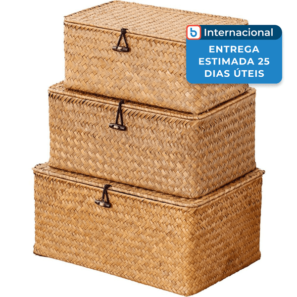 Conjunto de Caixas Organizadoras 3 Unidades Nonam Natural A-MBI