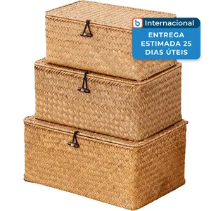 Conjunto de Caixas Organizadoras 3 Unidades Nonam Natural A-MBI