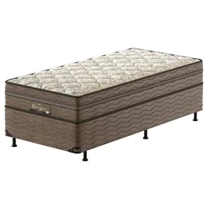 Cama Box Solteiro Óregon com Euro Pillow e Molas Prolastic 62x88x188cm Probel Bege com Marrom