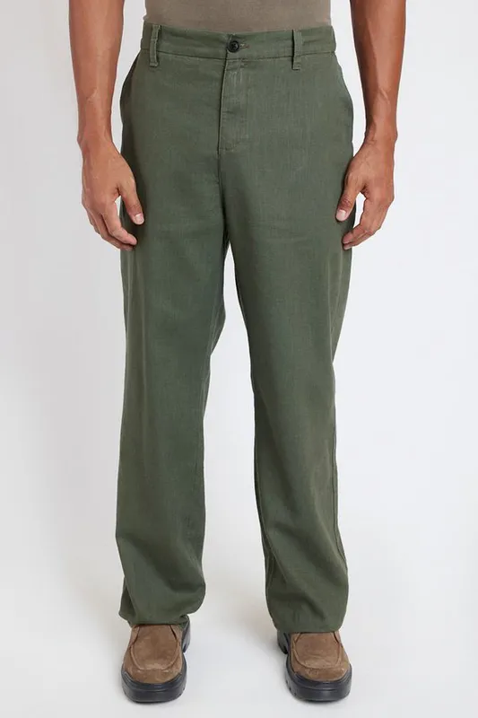 Calça Chino Ampla Rústica Verde - 38
