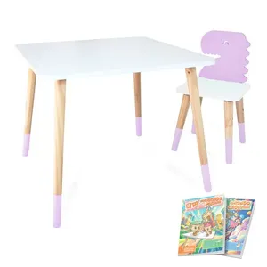 Kit Mesa e Cadeira Infantil Dinossauro Lilás